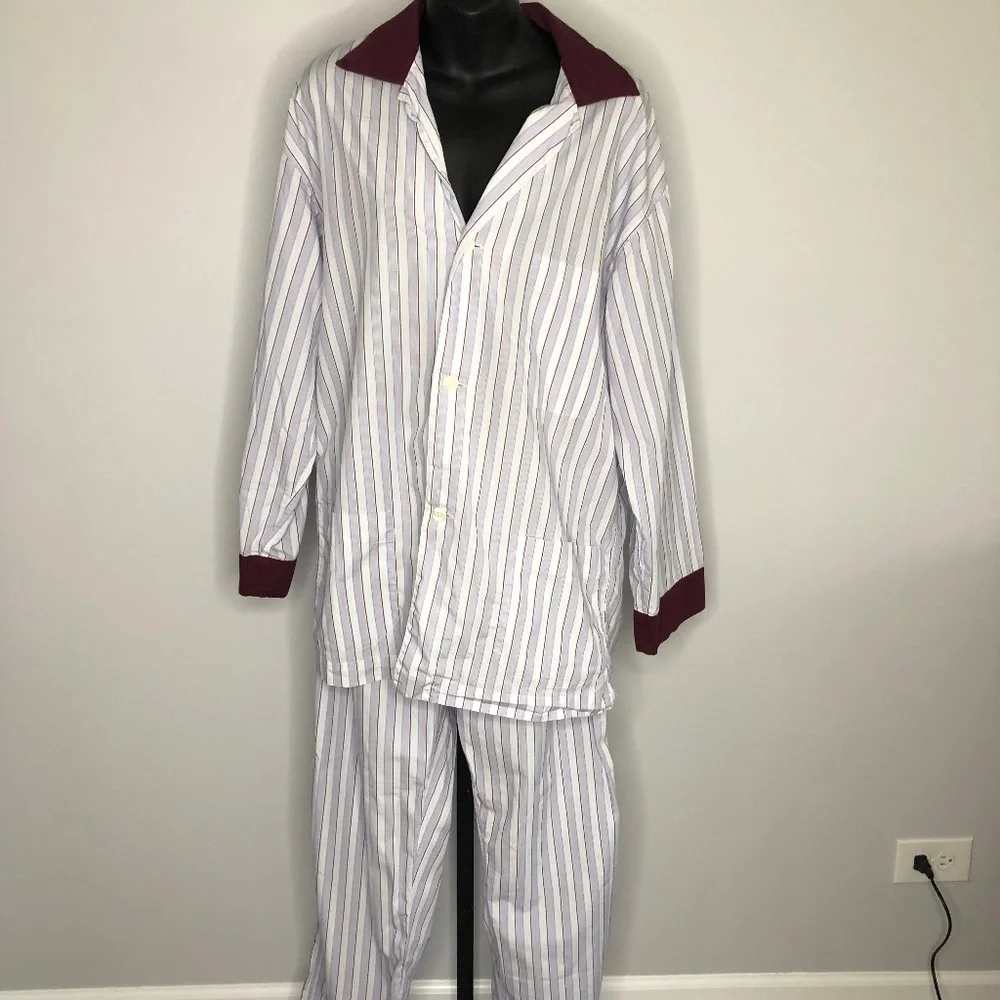 Brioni Multicolored Striped Shirt Pants Pajama Set 100% Cotton Size Medium Italy - Picture 1 of 10